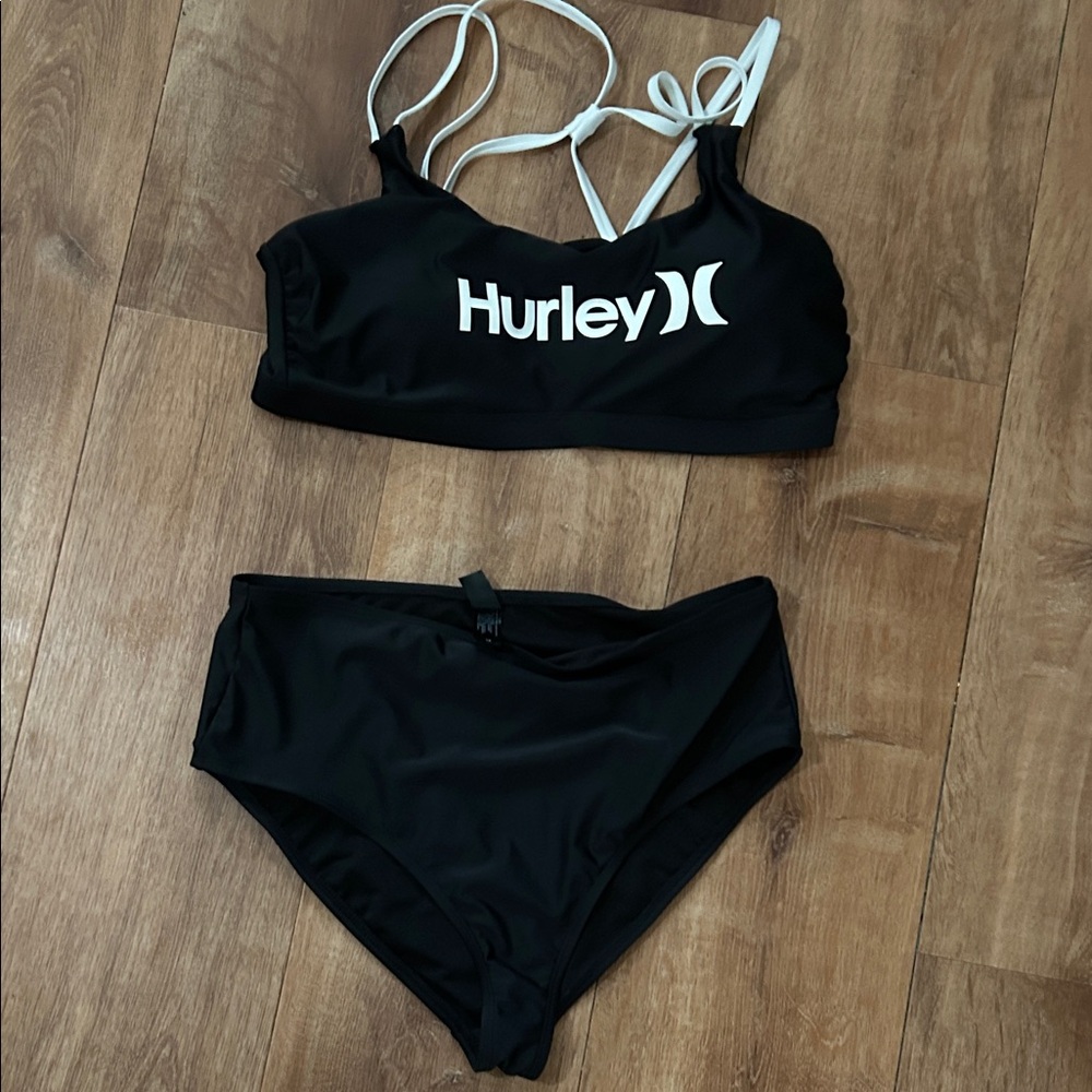 Hurley Classic Black Sports swim wear with White Accents